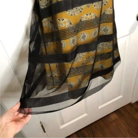 Whish Black Sleeveless Stripe Mesh Overlay Tank Sun dress Yellow Blue Black S - Picture 6 of 13